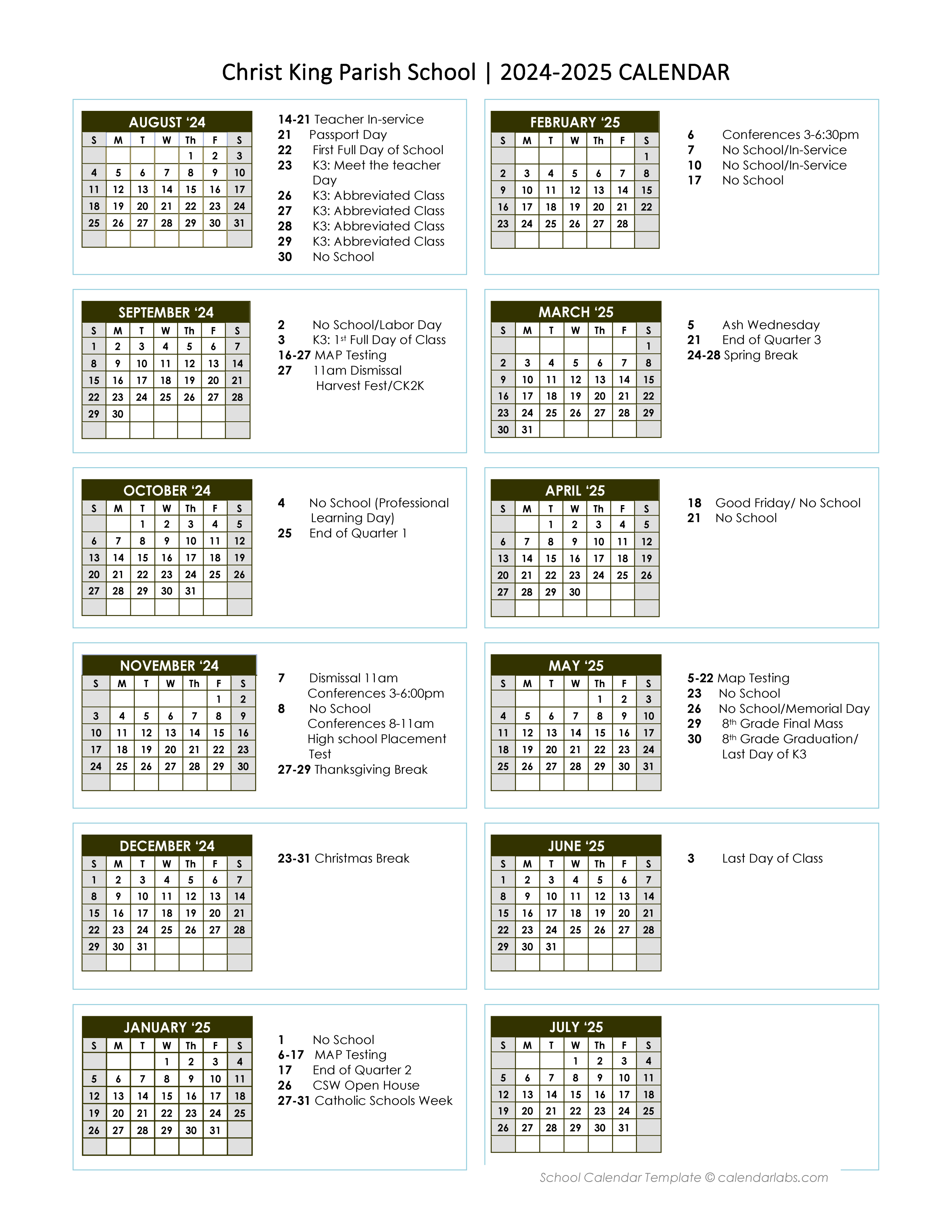 Christ Calendar 2025 William C Benitez